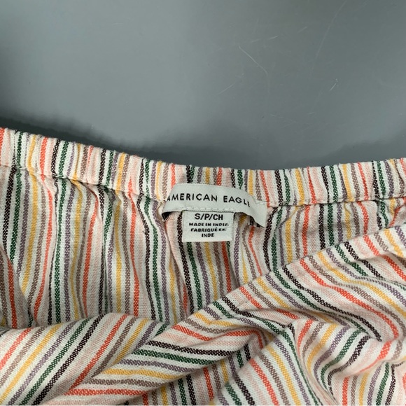 American Eagle Striped Smocked Halter Linen Top S - Picture 7 of 10